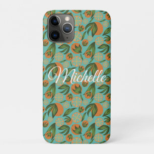Waterverf Oranje Turquoise Botanisch Gepersonalise Case-Mate iPhone Case
