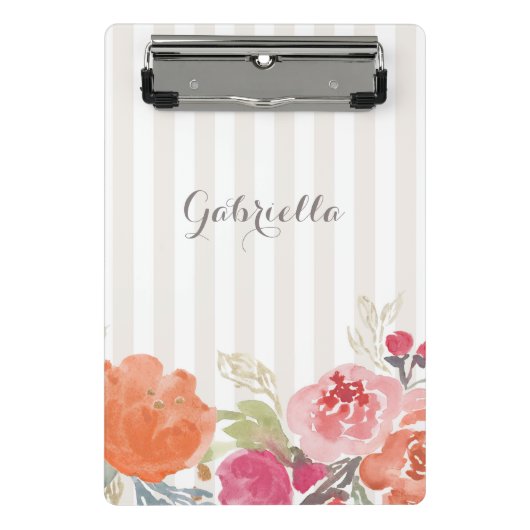 Waterverf Oranje volken Pinstripes Persoonlijk Mini Klembord (Voorkant)