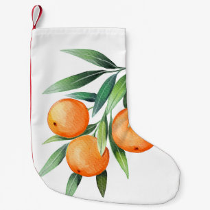 Waterverf Oranje vruchten: takken geïsoleerd. Kleine Kerstsok