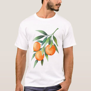 Waterverf Oranje vruchten: takken geïsoleerd. T-shirt
