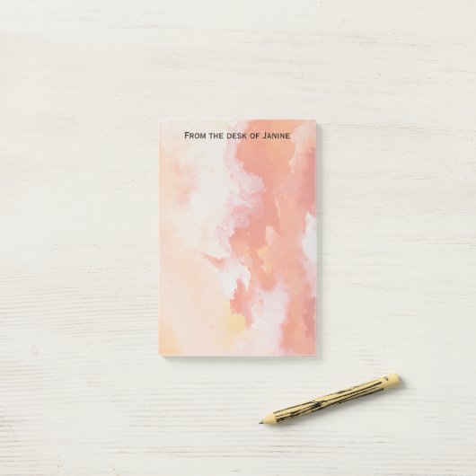 Waterverf Oranje wolken Post-it® Notes (Op bureau)