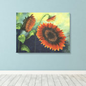 Waterverf Oranje zonnebloemen Schilderen op Canvas (Insitu (Houten vloer))