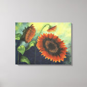 Waterverf Oranje zonnebloemen Schilderen op Canvas (Voorkant)