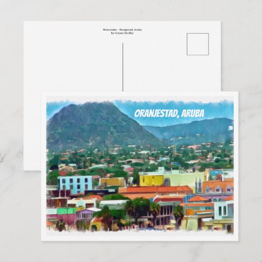 Waterverf Oranjestad, Aruba Briefkaart (Voorkant / Achterkant)