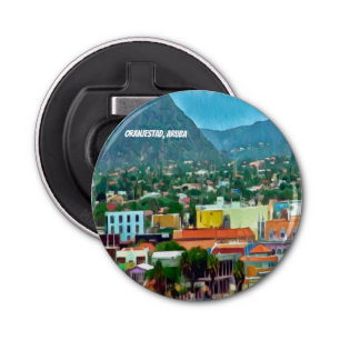 Waterverf Oranjestad, Aruba Button Flesopener