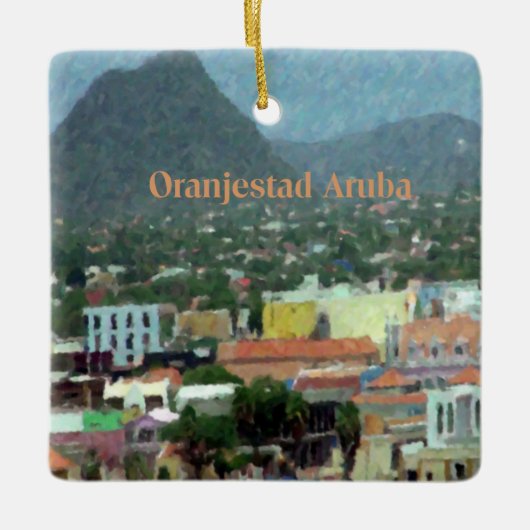 Waterverf Oranjestad, Aruba Keramisch Ornament (Voorkant)