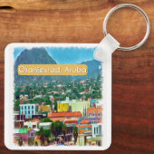 Waterverf Oranjestad, Aruba Sleutelhanger (Achterkant)