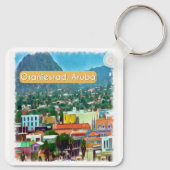 Waterverf Oranjestad, Aruba Sleutelhanger (Achterkant)