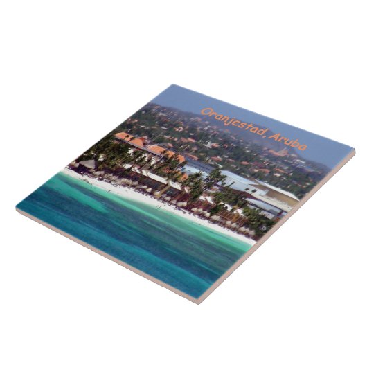 Waterverf Oranjestad Aruba Tegeltje (Zijkant)