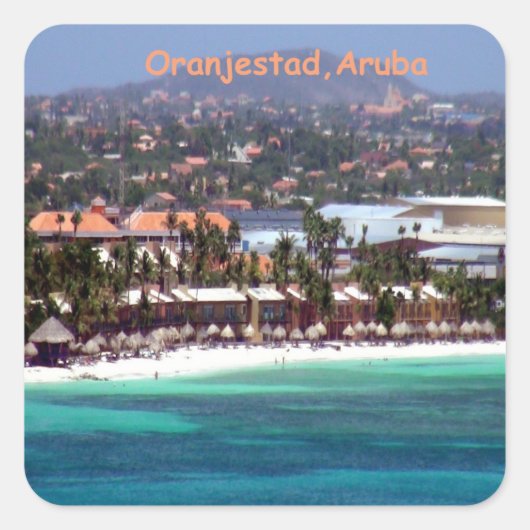 Waterverf Oranjestad Aruba Vierkante Sticker (Voorkant)