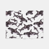 Waterverf Orca Fleece Deken (Voorkant (Horizontaal))