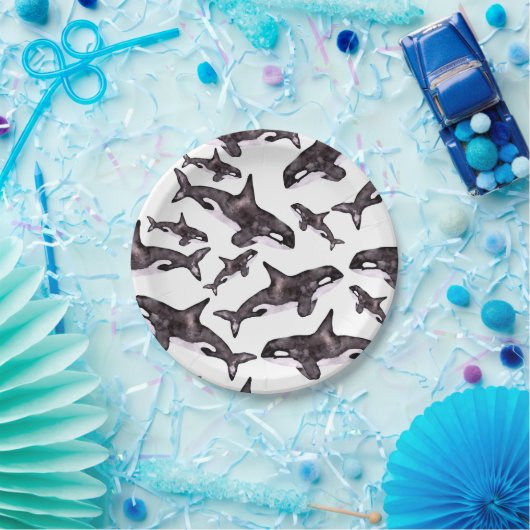Waterverf Orca Papieren Bordje (Feest)