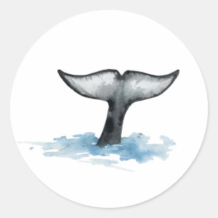 Waterverf Orca Staartvin Stickers