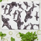 Waterverf Orca Theedoek (Gevouwen)