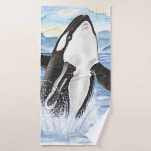 Waterverf Orca Whale Baching Bad Handdoek (Badhanddoek)