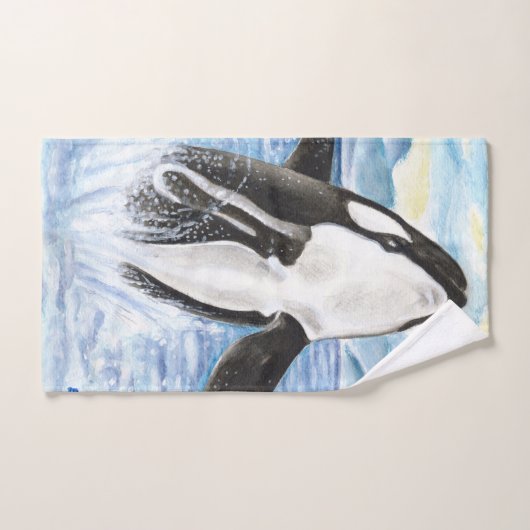 Waterverf Orca Whale Baching Bad Handdoek (Handdoek)