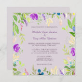 Waterverf Orchid Floral Border Wedding Kaart (Voorkant / Achterkant)