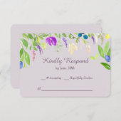 Waterverf Orchid Floral Border Wedding RSVP (Voorkant / Achterkant)