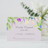 Waterverf Orchid Floral Border Wedding RSVP (Staand voorkant)