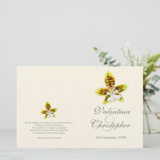 Waterverf - Orchid flower trouwprogramma (Staand voorkant)