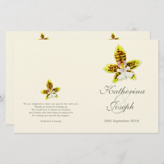 Waterverf - Orchid flower trouwprogramma (Voorkant / Achterkant)