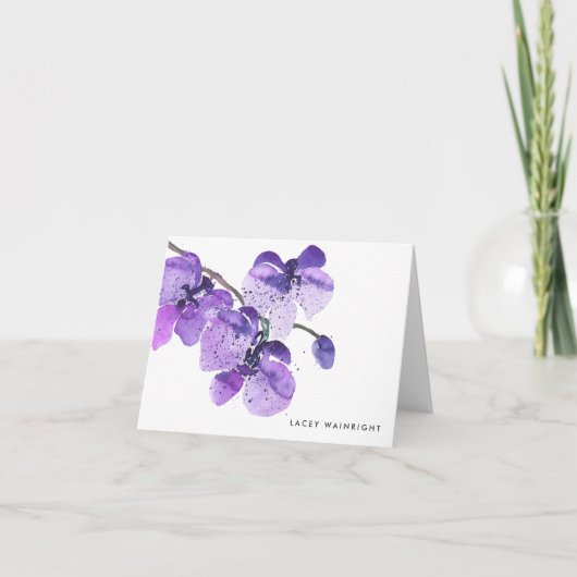 Waterverf Orchid Personalized Notecard Notitiekaartje (Voorkant)