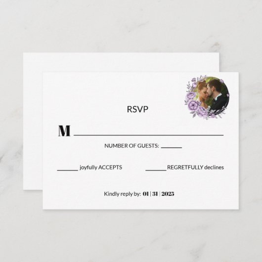 Waterverf Orchid Response Card RSVP Kaartje (Voorkant / Achterkant)