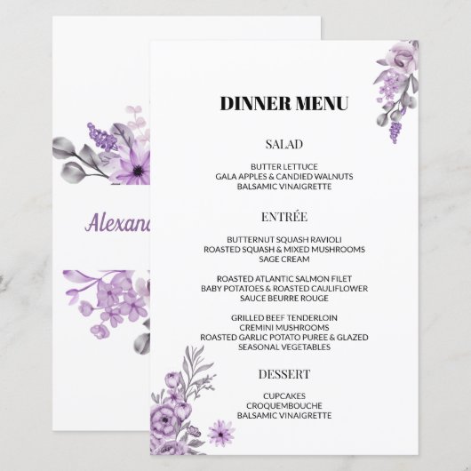 Waterverf Orchid Weddenrenmenu (Voorkant / Achterkant)