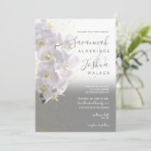Waterverf Orchid Wedding Invitation I Grey Kaart (Staand voorkant)