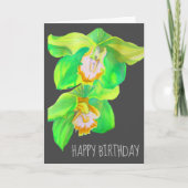 Waterverf orchidee bloem birthday pop kunst kaart (Voorkant)