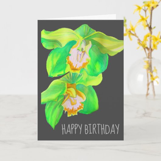 Waterverf orchidee bloem birthday pop kunst kaart (Gele Bloem)