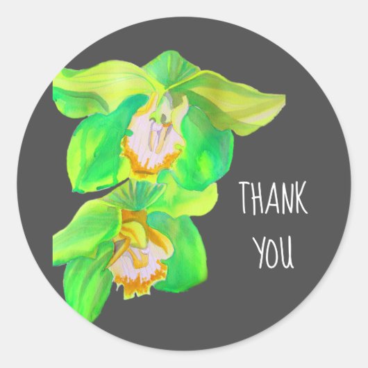 Waterverf orchidee bloem dank je pop kunst ronde sticker (Voorkant)
