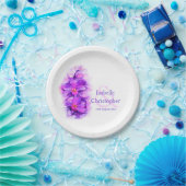 Waterverf orchidee bloem paarse kunst papier borde papieren bordje (Feest)