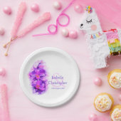 Waterverf orchidee bloem paarse kunst papier borde papieren bordje (Feest)