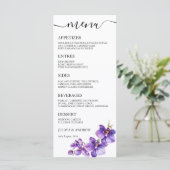 Waterverf Orchidee bloem Wedding Menu kaart (Staand voorkant)