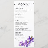 Waterverf Orchidee bloem Wedding Menu kaart (Voorkant)