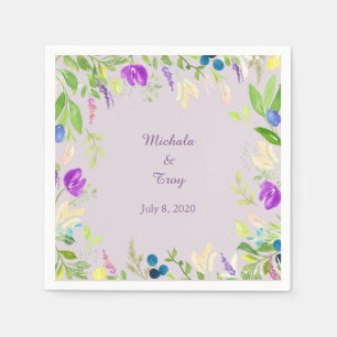  Waterverf Orchidee Bloemen Huwelijk Servet