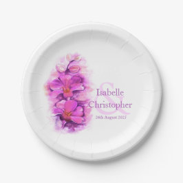 Waterverf orchidee bloemroze bord