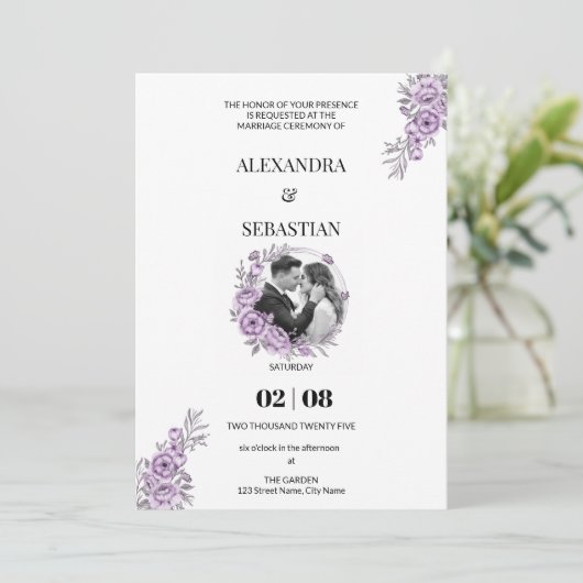 Waterverf orchidee bruiloft uitnodiging (Staand voorkant)