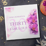 Waterverf Orchidee Flower 30th Birthday aangepaste Servet<br><div class="desc">Mooie gestileerde losse waterverf orchideeënbloem met hartvormige bloemblaadjes in paarse en roze kunst bloemendertig en fantastische 30ste verjaardagsservetten. Gekleurd in roze en paarse stralende orchideeëntinten. Bewerk deze servetten met je eigen naam. Uniek ontwerp en originele handgeschilderde waterverf gestileerde orchideeën door Sarah Trett voor www.mylittleeden.com op zazzle.</div>