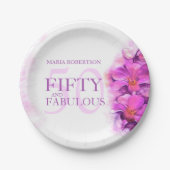 Waterverf Orchidee Flower 50th Birthday aangepaste Papieren Bordje (Voorkant)