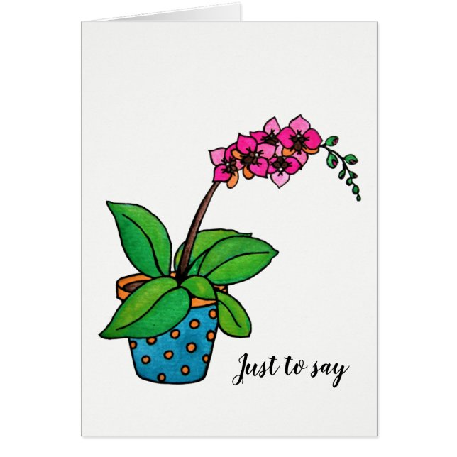 Waterverf orchidee Plant in mooie pot (Voorkant)