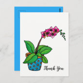 Waterverf orchidee Plant in mooie pot Briefkaart (Voorkant / Achterkant)