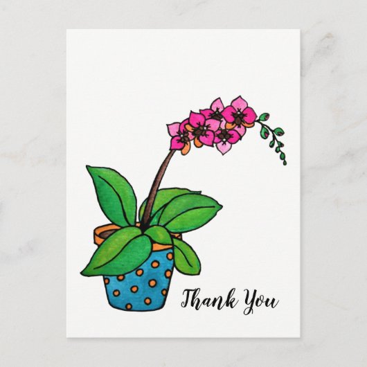 Waterverf orchidee Plant in mooie pot Briefkaart (Voorkant)