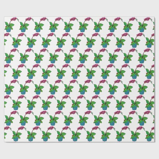 Waterverf orchidee Plant in mooie pot Cadeaupapier (Vlak)