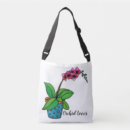 Waterverf orchidee Plant in mooie pot Crossbody Tas (Voorkant)