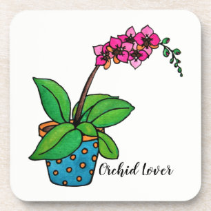 Waterverf orchidee Plant in mooie pot Drankjes Onderzetter