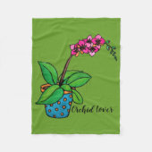 Waterverf orchidee Plant in mooie pot Fleece Deken (Voorkant)