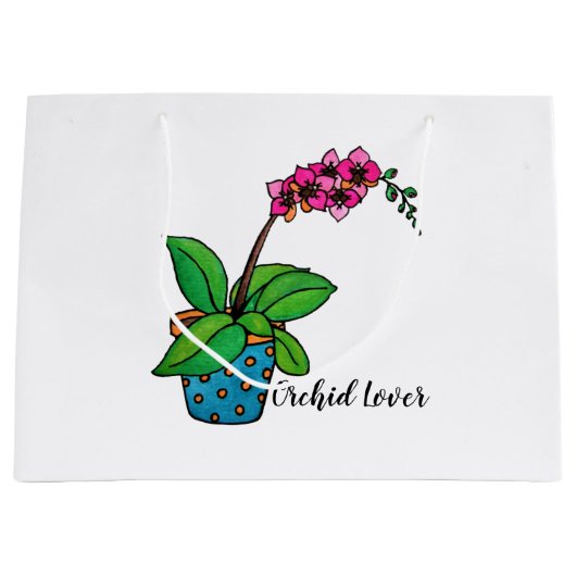 Waterverf orchidee Plant in mooie pot Large Cadeautasje (Voorkant)