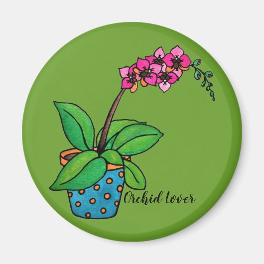 Waterverf orchidee Plant in mooie pot Magneet (Voorkant)